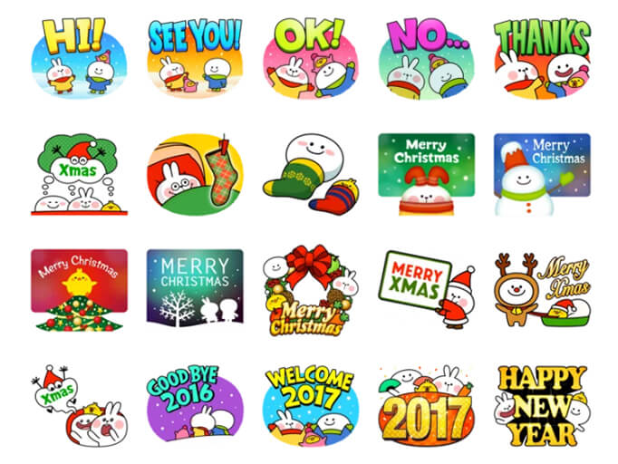 Spoiled Rabbit Christmas 2017 Winter Stickers Pack for Telegram