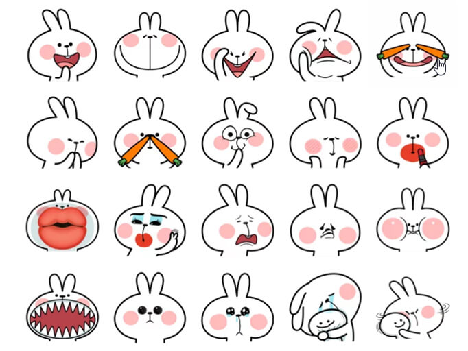 Spoiled Rabbit Face 2 Stickers Pack for Telegram