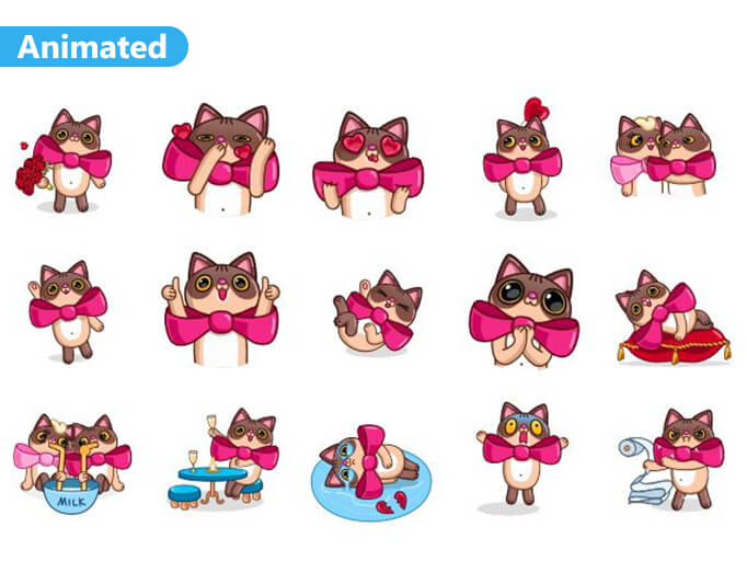 Valentine Cat Animated Stickers Pack for Telegram